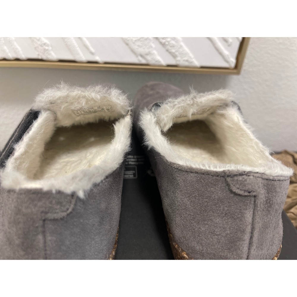 Earth Origins Aurora Jade Grey Suede Faux Fur Lined Cork Slip On Shoes 7 - Picture 13 of 16
